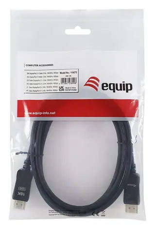 Equip DisplayPort 2.1 černá / Video kabel DisplayPort / 16K/60Hz / 2 m / pozlacené konektory