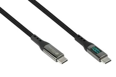 Good Connections USB-C grafitová / Datový kabel / USB-C - USB-C / 100 W / OLED displej / 1 m