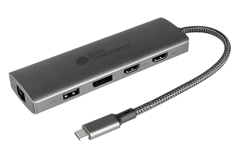 Good Connections USB-C Hub antracitová / Rozbočovač / 10 portů / 2x HDMI 2.0, DisplayPort 2.0 / Gigabit LAN