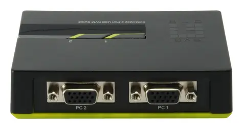 LevelOne KVM-0222 černá / KVM switch / 2 porty / USB / VGA / 2048x1536