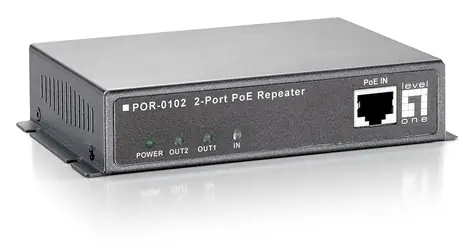 LevelOne PoE repeater 3x FE, kaskádovatelný / Síťový repeater / IEEE 802.3af / dosah 100 m