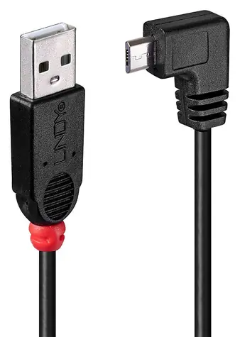 Lindy černá / USB kabel / USB A - Micro-USB B 90° / 0,5 m / 480 Mbit/s