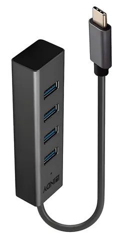 Lindy USB-C šedá / Rozbočovač / 4x USB-A / USB 3.2 Gen 1 / 5 Gbit/s