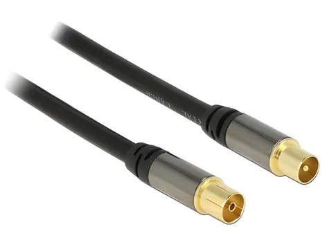 Delock černá / Anténní kabel / IEC - IEC / RG-6/U / 75 Ohm / 1 m