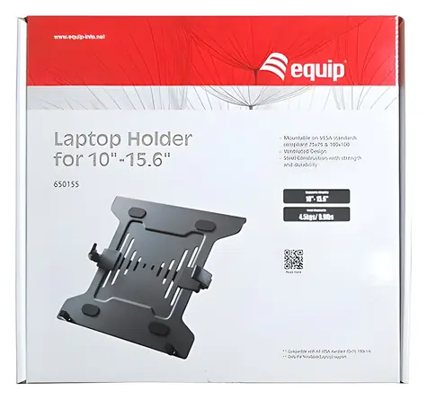 Equip černá / Držák pro notebook / VESA 75×75, 100×100 / nosnost 4,5 kg / 10 – 15,6”