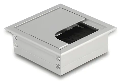 DeLock / Kabelová průchodka / Do stolu / S kartáčem / 80 x 80 mm / Hliník