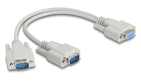 Delock 67160 / Adaptér Y kabel D-Sub / 9 pin (F) - 2x 9 pin (M) / 0,3 m / béžová