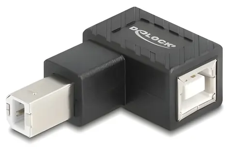 Delock 67204 černá / Redukce USB 2.0 / Type-B - Type-B / přímý - pravoúhlý dolů