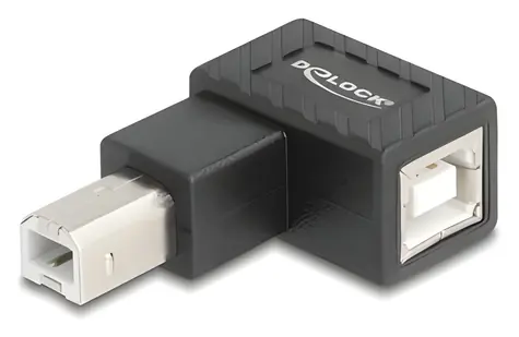 Delock 67207 černá / Adaptér / USB 2.0 Type-B samec / USB 2.0 Type-B zásuvka pravoúhlá 90° / 0,48 Gbit/s
