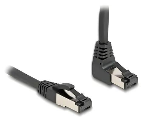 Delock / Síťový kabel / Cat.8.1 S/FTP / RJ45 90° - RJ45 přímý / 1 m / černý