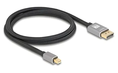 Delock Mini DisplayPort na DisplayPort 1m šedá / Kabel / 8K / 60 Hz / DP 1.4 / 32,4 Gbps
