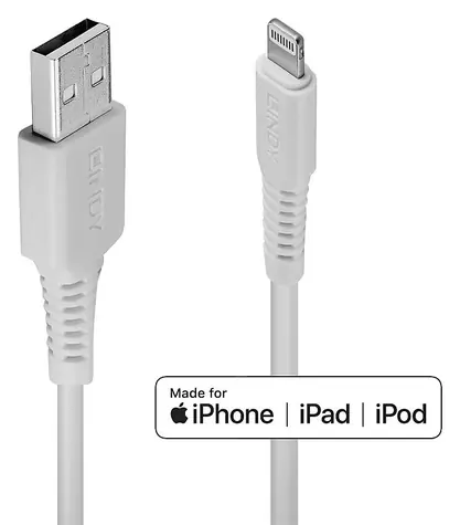 Lindy USB-A - Lightning bílá 0,5 m / Nabíjecí a datový kabel / USB 2.0 / MFi certifikace