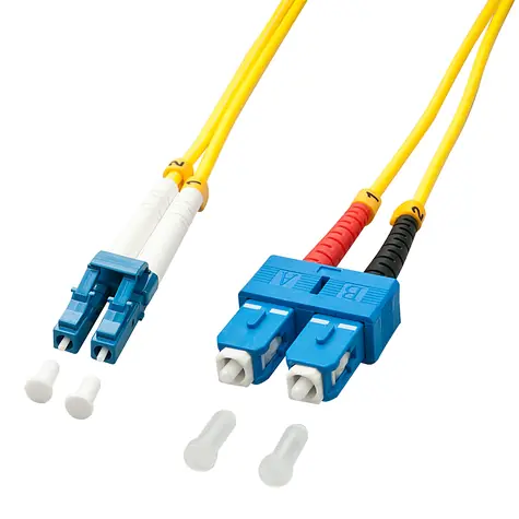 Lindy LC-SC OS2 2m / Optický patch kabel / Singlemode 9/125 µm / Duplexní, LSZH