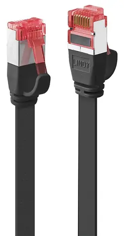 Lindy Cat6 U/FTP plochý černá / Patch kabel / RJ-45 / 5 m / 250 MHz