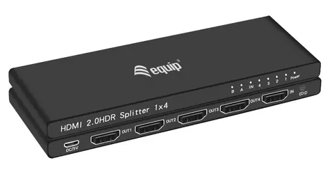 Equip HDMI 2.0 4-Port Splitter Ultra Slim černá / Video splitter / 4K/60Hz / HDCP 2.2 / 3D