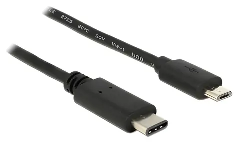 DeLock USB-C - Micro-USB B černá / Kabel / USB 2.0 / 1 m / 480 Mbit/s