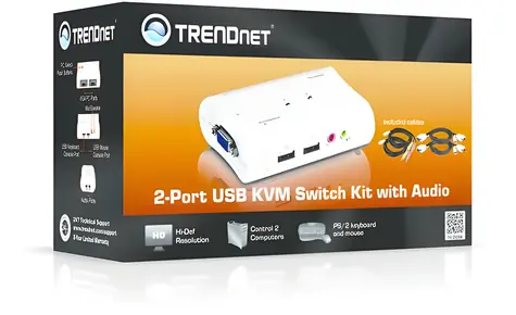 TRENDnet TK-208K / KVM přepínač / 2× PC / USB / VGA / audio / 2048×1536