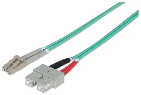 Intellinet LC/SC tyrkysová / Optický patch kabel / 2 m / OM3 multimode / duplex / LS0H