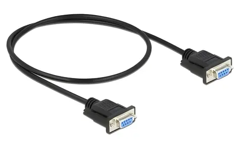 DeLock D-Sub9 nullmodem černá / Sériový kabel / RS-232 / samec-samec / 0,5 m