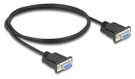 Delock D-Sub9 samice/samice černá / Sériový kabel / 1 m / úzký konektor / RS-232