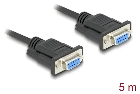 DeLock D-Sub9 (F) - D-Sub9 (F) 5m černá / Sériový kabel / RS-232 / AWG 28