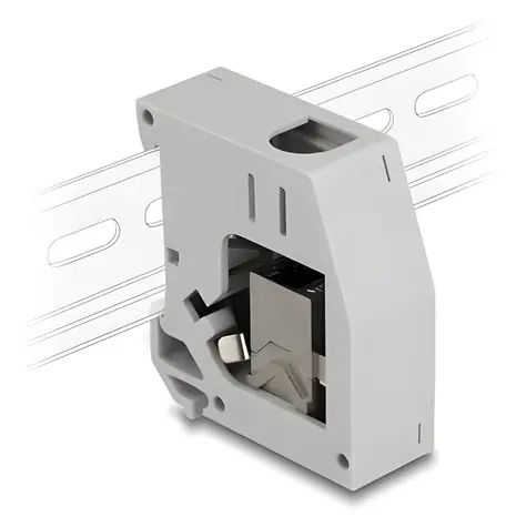 Delock Keystone adaptér na DIN lištu šedá / Síťový adaptér / RJ45 / Cat6a