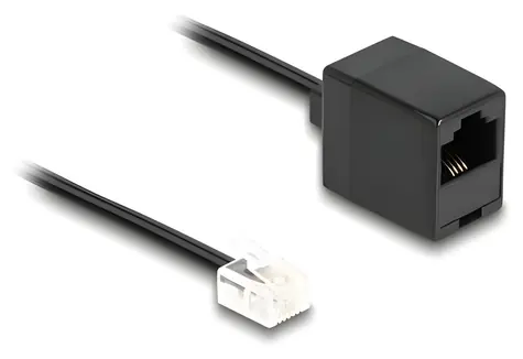 Delock RJ11 (M) - RJ45 (F) černá / Telefonní kabel / 1 m / plochý