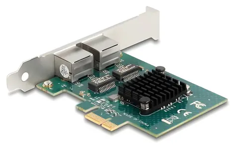 DeLock PCI Express x1 / Síťová karta / 2x Gigabit LAN RJ-45 / šedá