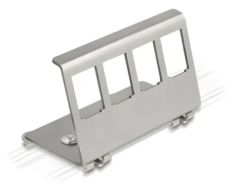Delock Keystone / Montážní držák na DIN lištu / 4 porty / nerezová ocel
