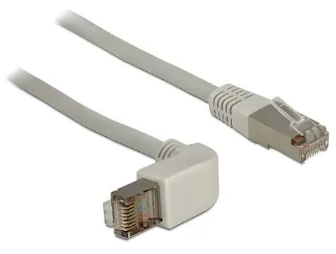 Delock / Patch kabel RJ45 Cat6a S/FTP / úhlový / 0,5 m / šedý