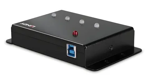 Lindy USB 3.0 hub 4 porty kov černá / USB hub / LED indikace / kovové tělo / kabel 0,8 m