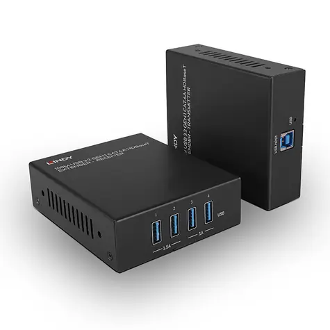 Lindy 43410 černá / USB extender / USB 3.2 Gen 1 / Cat.6A / dosah 100 m / 5 Gbit/s