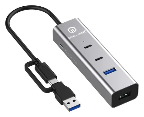 GrauGear G-HUB2A2C1-PD / USB hub / 4 porty / 2x USB-C + 2x USB-A / USB 3.2 Gen1 / PD