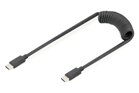 Digitus USB-C - USB-C černá / Spirálový nabíjecí kabel / USB PD 60W / 480 Mbit/s / 1m