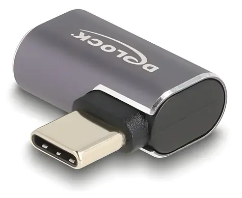 Delock USB4 40 Gbps antracitová / Adaptér / USB-C (M) - USB-C (F) / PD 3.0 / DisplayPort 1.4