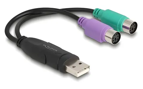 DeLock USB - 2x PS/2 / Adaptér / Mini-DIN 6-pin / 0,17 m