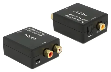 DeLock 63468 černá / Audio převodník analogový/digitální / Optický a koaxiální výstup / Micro-USB / 16bit/96kHz