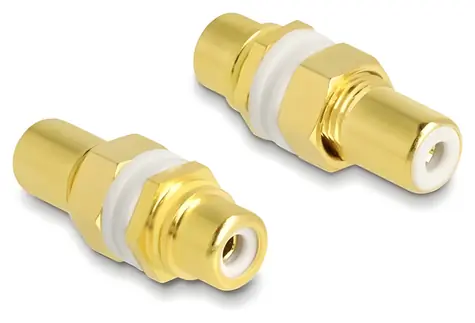 Delock bílá / Audio adaptér / Cinch (F/F) / pro vestavbu / pozlacené kontakty