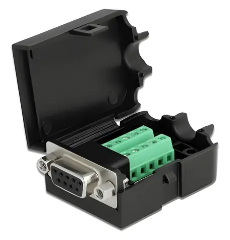 DeLock D-Sub9 (F) - Terminal Block 10pin černá / Adaptér / s pouzdrem / AWG 26/18