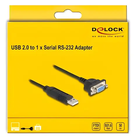 DeLock USB-A na Sériový DB9 RS-232 / Adaptér / FTDI FT232R / 0,5 m / DB9 zásuvka