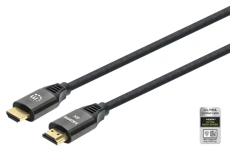 Manhattan Ultra High Speed černá / HDMI kabel / HDMI (M) - HDMI (M) / 1 m / Ethernet / 48 Gbit/s / HDCP 2.3