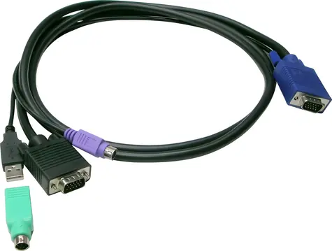 LevelOne KVM kabel VGA/USB/PS2 černý / KVM kabel / 1,8 m / VGA, USB-A, PS/2
