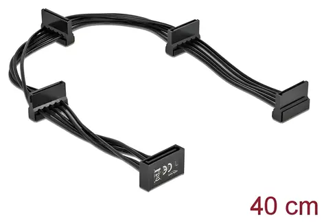 Delock 0,4 m / Napájecí kabel SATA / SATA 15-pin > 4x SATA 15-pin / černý
