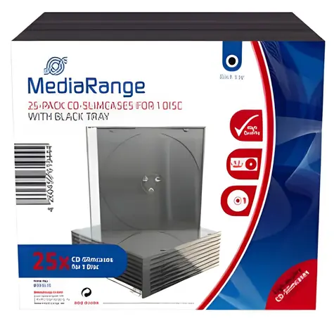 MediaRange CD Slimcase černá / Obal na CD / pro 1 disk / 25 ks / 5,2 mm