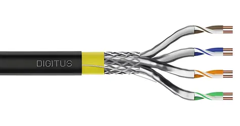 Digitus Cat7a S/FTP / Instalační kabel / venkovní, zemní / 100 m / AWG 22/1 / černý