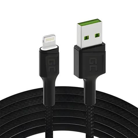 Green Cell GC Ray KABGC05 černá / Datový kabel / USB-A - Lightning / 1,2 m / LED podsvícení
