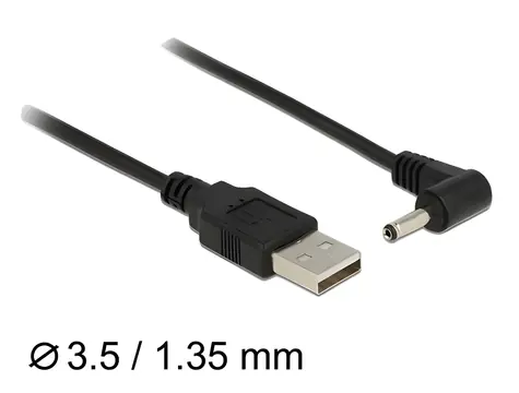 Delock / Napájecí kabel / USB-A - DC 3,5 x 1,35 mm / Samec, úhel 90° / 1,5 m