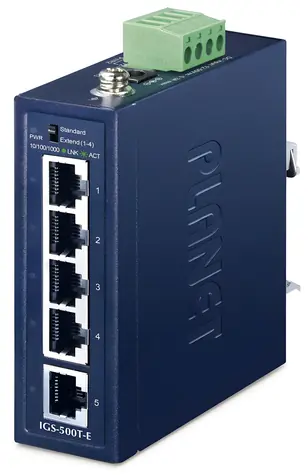 PLANET IGS-500T-E / Switch / průmyslový / 5x GLAN / neřízený