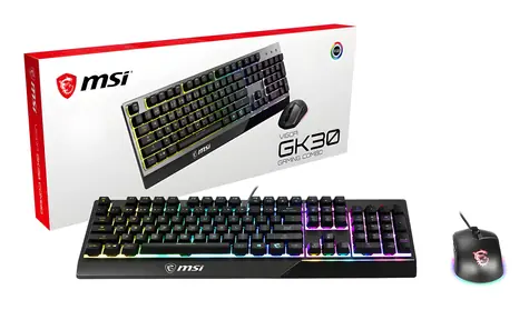 MSI Vigor GK30 COMBO černá / Herní drátový set / RGB podsvícení / USB / DE layout