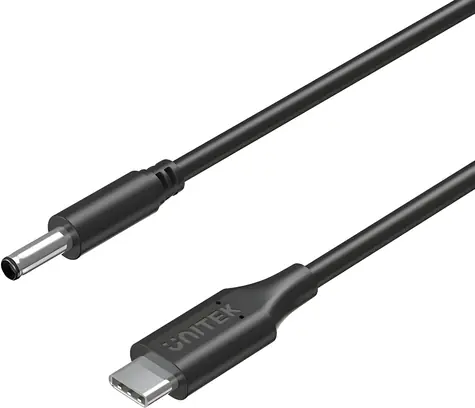 Unitek C14120BK / Napájecí kabel / USB-C - DC 4,5mm / 65W / pro notebooky Dell / 1,8 m